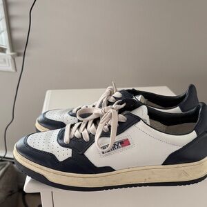 Navy and White Men's Autry Sneakers